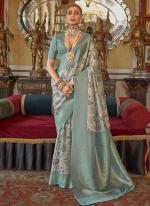 Tussar Silk Sky Blue Traditional Wear Printed Saree